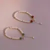 Pulseira da Sorte de Pérola de Água Doce Sintética Feminina Moda Distinta Pulseira de Esmeralda Estilo Coreano Moda Ágata Vermelha Pulseira Simples