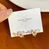 Conjunto de Brincos de Urso Florido Coloridos com Gotejamento de Óleo Desenho Animado Fofo Argola de Prata para Mulheres Design de Nicho Brincos de Estudiante de Alta Qualidade