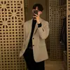 Chaqueta Blazer Casual para Hombre Coreana Estilo Coreano Tendencia Dongdaemun Traje Otoño Holgado Negro Un Botón