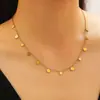 Collar Minimalista con Colgante de Disco Geométrico y Borla Acero Inoxidable Lujo Ligero Estilo Ins para Mujer Cadena para Clavícula
