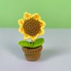 Maceta de lana tejida con borde cruzado, con flores artificiales, ideal como decoración de escritorio para estudio, regalo de San Valentín y Navidad.