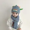 Conjunto de Bufanda y Gorro de Punto Estilo Coreano para Niños, Set de 2 Piezas para Niños y Niñas, Letras Bordadas, Color Sólido, Gorro de Bebé Versátil para Invierno