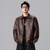 [Fábrica de Origen] Chaqueta Nueva de Piel Sintética para Hombre, Estilo Workwear Retro Americano, Resistente y Relajada, Estilo Streetwear Old Money