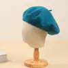 Chapéu Boina de Lã Cor Pura de Fábrica Logotipo Personalizado Atacado Estilo Coreano Moda Outono e Inverno Chapéu de Pintor Chapéu Elegante Fabricante