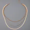 Colar de Corrente Geométrica de Diamantes Criativo de Moda Transfronteiriça Europeia e Americana Hip-hop Simples Personalidade Corrente Lâmina Multicamadas Corrente Clavicular