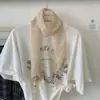 Vibras de Primavera~ Bufanda Larga de Seda con Cuentas Florales Frescas para Mujer, Bufanda Decorativa Versátil con Atmósfera de Verano