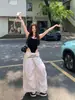 Calças Cargo Parachute em Camadas Estilo Americano para Mulheres, Calças Esportivas Finas de Secagem Rápida para o Verão, Calças Largas de Dança Jazz, Comprimento no Chão