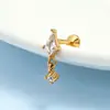 Aretes Perforados de Acero de Titanio Verticales para Agujeros de Oreja Aretes de Hélice de Acero Inoxidable con Circonita Joyería para Piercings Aretes de Flor para Labio con Rosca Externa