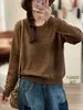 Outono Novo Casual Solto Gola Redonda Suéter Tricô Solto Jacquard Cor Sólida Base de Tricô Atacado