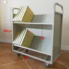 Carrito Silencioso para Libros de Biblioteca, Carrito Pequeño, Escalera para Libros, Carrito Móvil para Libros, Escalera de Tres Peldaños, Carrito para Archivos de Archivo, Carrito de Plataforma Plana