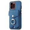 Adecuado para Apple 16Promax Funda Trasera para Teléfono Móvil con Chapado, Textura de Piel, Soporte para Tarjetas y Anillo Modelo Iphone15/14 con Ranura para Tarjetas