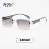 Nuevas Gafas de Sol Cuadradas para Mujer, Gafas de Sol Sin Montura Modernas y de Alta Gama, Gafas de Sol Ligeras de Lujo Anti-UV
