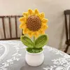 Flor de sol de lana tejida a mano transfronteriza flor de sol en maceta flor artificial decoración de escritorio regalo del día del maestro
