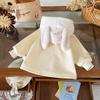 [En Stock] Sudadera de Felpa para Niñas Otoño e Invierno 2025 Sudadera de Felpa con Capucha y Orejas de Conejo de Peluche Estampado de Dibujos Animados