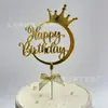 Inserto de Plástico para Pastel de Repostería Personalizado Tridimensional Transfronterizo Corona Infantil Decoración Feliz Cumpleaños Inserto Postre de Fiesta