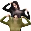 Conjunto de top e legging de ácido hialurônico para outono e inverno, versátil, sem costura, de caimento justo, com sutiã embutido, amigável à pele, leve e quente, para mulheres