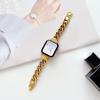 Correa de Cadena Gruesa de una Sola Fila de Acero Inoxidable Adecuada para Apple Watch Generación 8910 iWatch S11 Cadena de Mezclilla Brazalete Metálico