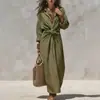 Colección Otoño 2026: Vestidos para Mujer para Dropshipping Transfronterizo - Vestido Francés Elegante Casual de Color Sólido con Pliegues