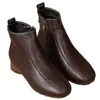 Otoño 2026 Nuevo Estilo Botines de Piel Suave Punta Cuadrada Tacón Bajo Cremallera Lateral Tacón Grueso Piel Suave Para Pies de Madre No Cansan Botas de Piel Moda