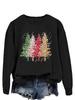 Amazon Independent Station Fun, suéter feminino de manga comprida com gola redonda e quatro árvores de Natal, estilo europeu e americano