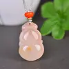 Colgante de hebilla de seguridad de jade blanco de seda dorada de Xinjiang natural delfín Tianzhu calcedonia joyería frijol de bendición auspiciosa colgante de cadena de suéter