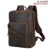 TIDING Nova mochila de couro genuíno masculina vintage de couro de vaca mochila para computador mochila de viagem de lazer ao ar livre