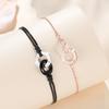 Pulsera de pareja de plata esterlina 925 con hebilla de anillo, lujo ligero, para combinar con todo, pulsera de obsidiana, anillo de Möbius, pulsera de calcedonia