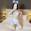 Lingerie Sexy Atacado Fantasia de Empregada Xadrez Azul Empregada Charme da Meia-Noite Pijama Puro Desejo Uniforme Tentação Justo