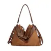 Bolso tote estilo coreano, bolso de mano para mujer 2026, gamuza, nueva colección de otoño, diseño retro, gran capacidad, bolso de hombro