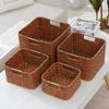 Caixa de Armazenamento de Rattan Organizador de Mesa de Centro para Desktop Lanches Diversos Cosméticos Máscara Cesta de Armazenamento Tecida à Mão para Casa