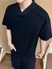 Design de Gola Irregular Clenafit Simples Cor Sólida Top Solto Seda de Gelo Fresco Manga Curta Camiseta Masculina