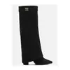 Comercio exterior transfronterizo botas de mujer punta fina pantorrilla ancha pierna recta hebilla metálica botas de media pantorrilla talla extra tacón grueso botas para pantalón botas de mujer