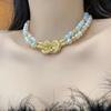 Colar de pérolas barrocas estilo xiaoxiang, vintage, medieval, indústria pesada, alta qualidade, sentido leve, costura luxuosa, corrente de clavícula, corrente de pescoço