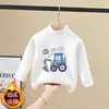 Camiseta Térmica de Polar para Niños Manga Larga Estilo Otoño/Invierno 2026 para Niños Medianos a Grandes Top Base Layer Fashionable Coreano con Cuello Semi-Alto
