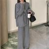 Invierno Nuevo Suéter Grueso de Punto para Mujer Chal Combinable Pantalones Holgados de Pierna Ancha Suave Ceroso Suéter de Punto Conjunto de Tres Piezas para Mujer Transfronterizo