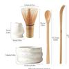 Tazón de Cerámica para Matcha Set de Matcha Set de Cuatro Piezas Tazón Japonés para Matcha con Pico Batidor de Té Soporte para Té