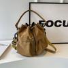 Bolsa Balde de Nylon Repelente à Água, Bolsa Casual de Viagem de Grande Capacidade, Bolsa Balde de Mão com Cordão Transversal de Ombro da Moda