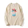 Estilo Nuevo Primavera y Otoño 2025 Diseño con Estampado de Gato de Dibujos Animados, Camisetas de Manga Larga Versátiles Dulces y Lindas para Mujer