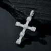 Colgante de cruz de plata de ley S925 totalmente engastado con diamantes, estilo religioso vintage, collar unisex moderno, admite pedidos mixtos