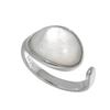 Anel Saina Estilo Coreano Textura de Luxo Leve S925 Geométrico Oval Pedra de Concha Moda Feminina Distinto Aberto
