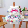 Sombrero Petcircle para Perros Pequeños, Sombrero de Sol con Vestido Floral, Elegante Sombrero Pequeño Floral