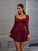 Roupas Femininas Europeias e Americanas 2025 Novo Vestido de Verão Slim-Fit de Alta Qualidade com Saia Plissada Cor Sólida Manga Longa Estilo Elegante Europeu e Americano