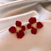 Pendientes de Aleación Pendientes Rojos de Atmósfera de Año Nuevo Lazo Pendientes Más Vendidos 2025 Pendientes de Otoño e Invierno de Gama Alta