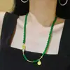 Collar de Ágata Crisoprasa Verde Imperial de Alta Calidad Transparente Hielo de 8 mm Cadena para Suéter