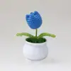 Flor Popular Tejida a Mano Transfronteriza Flor de Lana Tejida Flor Artificial Flor de Tulipan Flor de Lana Ganchillo Planta en Maceta Hecha a Mano Producto Terminado