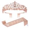 Decoración de fiesta de cumpleaños de diosa de celebridades en línea, diadema con corona colorida y correa para el hombro, foto de princesa de cumpleañera