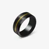 Moda europeia e americana simples multicolorido 8mm anel de titânio com ranhura atacado fosco escovado tendência anel de aço inoxidável masculino e feminino