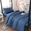 Juego de Tres Piezas para Dormitorio Estudiantil al por Mayor de Fábrica, Juego de Seis Piezas de Color Sólido de Algodón Lavado, Sábanas para Litera de Dormitorio, Funda de Edredón, Cama