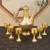 Jarra de Vino Doble Pez Amarillo Puro, Jarra Baifu para el Hogar y Juego de Copas de Vino, Dote de Boda, Ofrendas de Boda, Decoraciones para Muebles