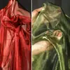 Hilo de cristal rojo/verde/azul/morado malla brillante doble color brillante vestido de novia DIY ropa hecha a mano tela de diseñador
